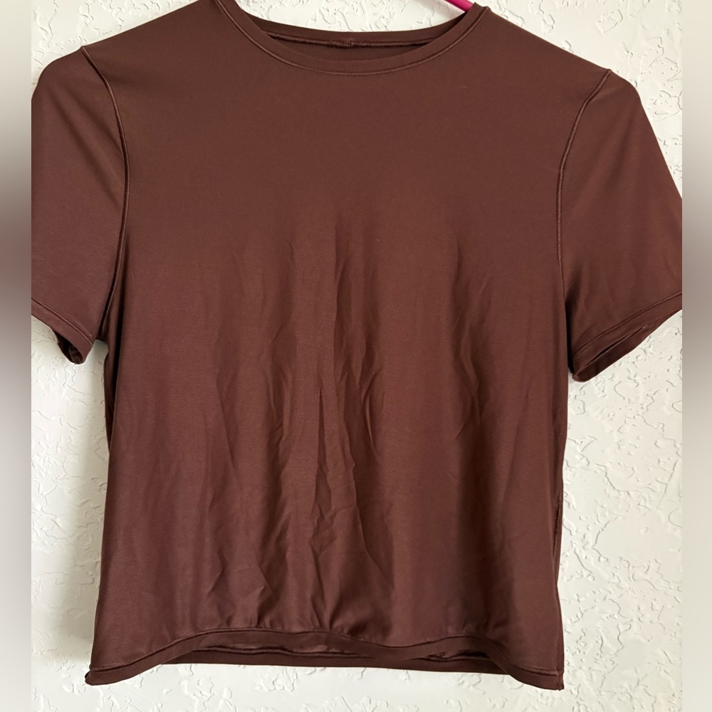 aerie Short Sleeve Crewneck Tee in Chocolate Brown